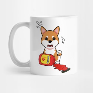 Cute Orange dog Spills Hot Sauce Tabasco Mug